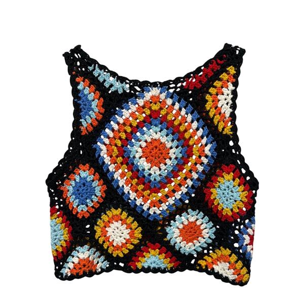 Altar’d State Crochet Granny Square Boho Tank Top Multicolor Knit Size M - Picture 2 of 6